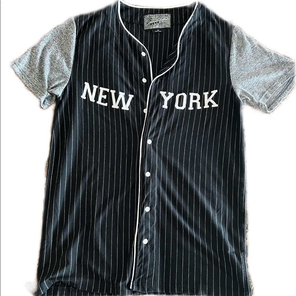 Brooklyn Cloth Mfg. Co. Trademark jersey shirt with buttons in a varsity style.